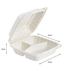 MFPP kapaklı konteynerler, beyaz, 9x9x3-1/4, 3 bölmeli tek kullanımlık kapaklı konteyner gitmek için - Product Image 1