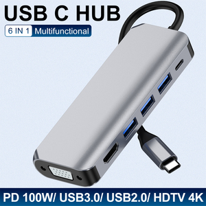6端口USB2.0 USB3.0 PD100W快速充电适配器集线器5gbps数据传输高清电视扩展类型C坞站6合1 - Product Image 6