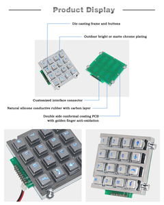 Teclado de aleación de zinc con retroiluminación LED personalizado para ascensor/teclado para maquinaria industrial/teclado de máquinas expendedoras B667 - Product Image 6