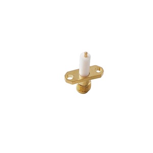 RF同軸SMAメスジャック2穴SQフランジコネクタ9.5mm絶縁体<span class=keywords><strong>2mm</strong></span>ピン端子付き