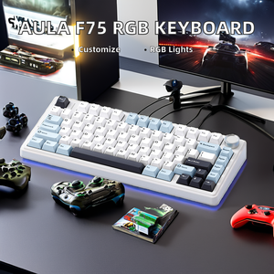 AULA F75 RGB LED Light Three-Mode Wired USB Gaming <strong>Keyboard</strong> <strong>for</strong> PC &amp; Laptop <strong>Custom</strong> 75% <strong>Computer</strong> Konob Switch - Product Image 2