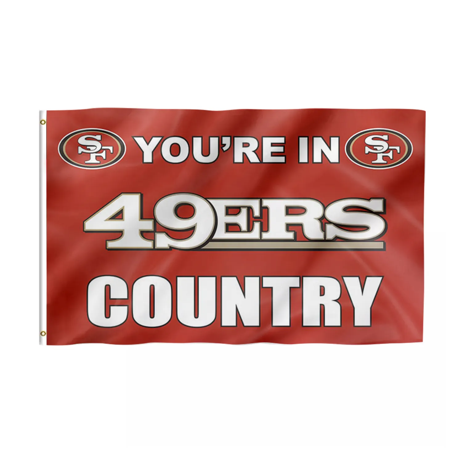 NFL consegna veloce fabbrica prodotto promozionale bandiere personalizzate 3x5 ft 100% poliestere evento sportivo personalizzato San Francisco 49ers bandiere