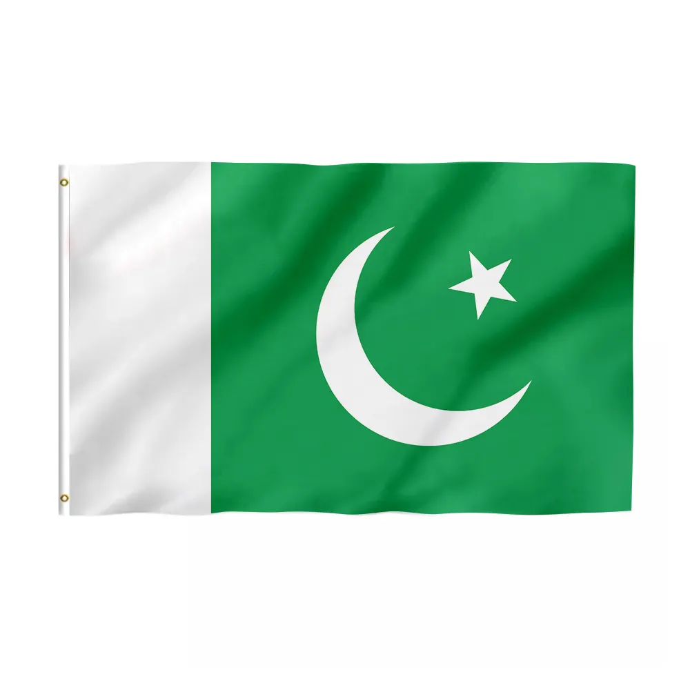 Promosyon ürün toptan yüksek kaliteli dayanıklı 3x5 ft 100% Polyester kişiselleştirilmiş özel Pakistan bayrağı