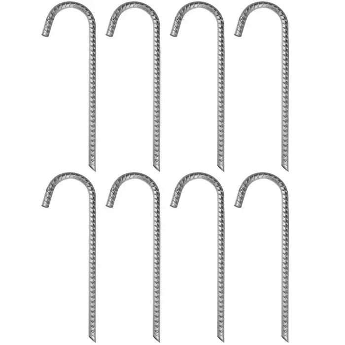 Estacas de aço galvanizadas para barraca, estacas J Hook, estacas para jardim e paisagem, 50 pacotes, 12 mm e 12 polegadas, ancoragem de chão