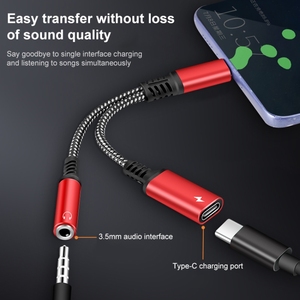 High Quality <strong>2</strong> in <strong>1</strong> USB-C / Type-C Male to PD 60W USB-C / Type-C Charging + 3.5mm <strong>Audio</strong> Female Earphone <strong>Adapter</strong> - Product Image 2