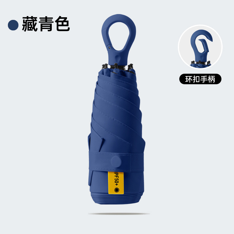Bleu marine-50 off-6 côtes poignée en forme de cœur parapluie pliable vers l'intérieur