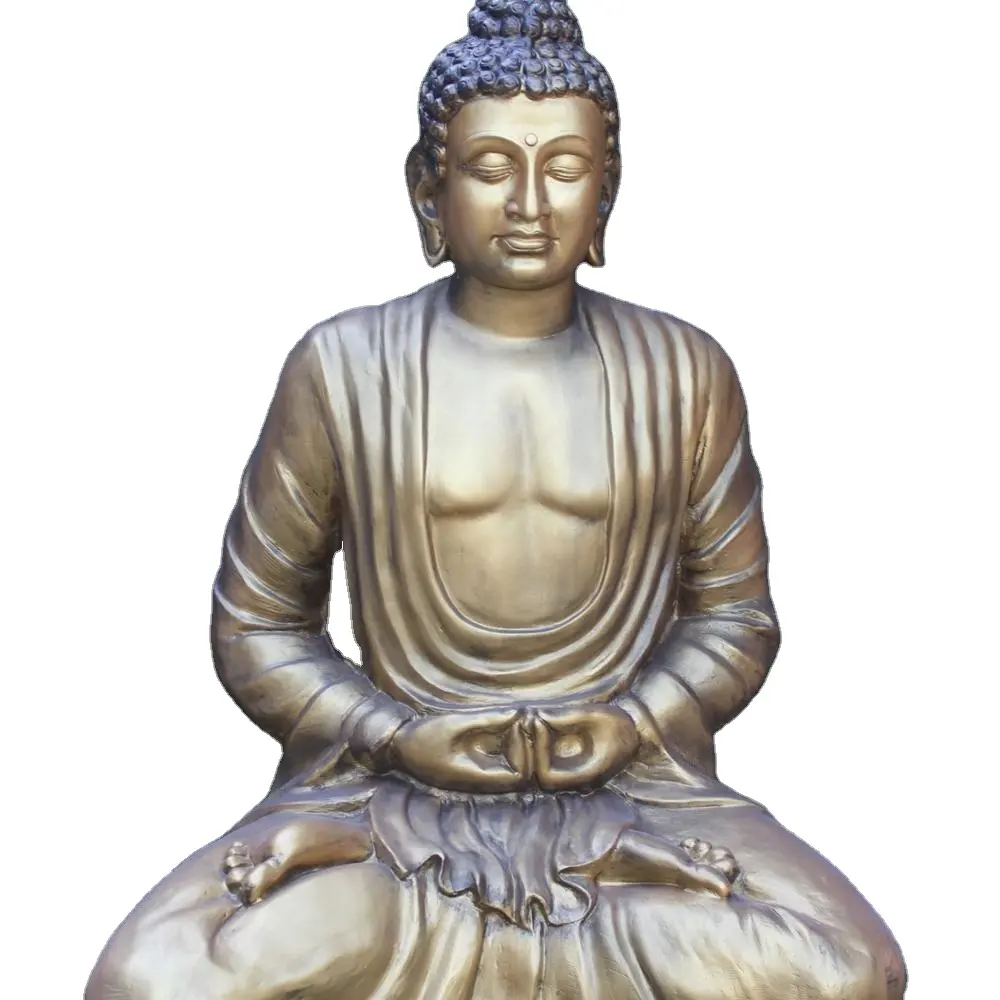 FRP Patung Buddha Gautam Emas Berbayangan, Patung Dewa Patung Buddha Dudukan Ringan Serat Kaca Menarik