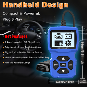 V750 Blue OBD2 Scanner Multilingual Car Diagnostic <strong>Code</strong> <strong>Reader</strong> for Vehicle Information and System Check - Product Image 5
