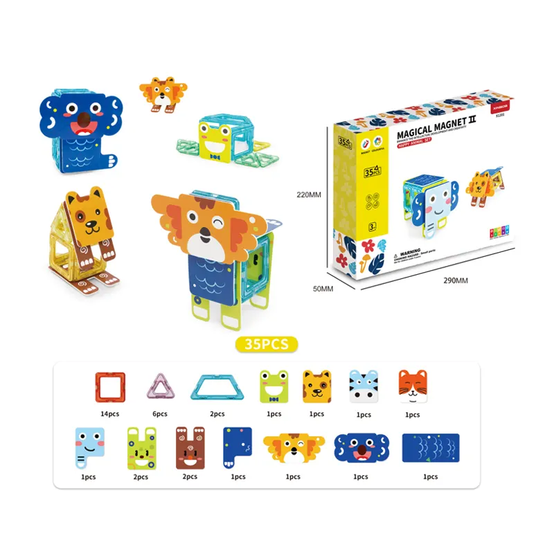 Crianças animais conjunto bloco de construção magnético plástico educacional diy montagem brinquedos ímã brinquedo bloco de construção brinquedos