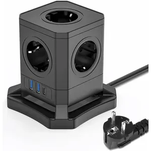 <strong>Tabletop</strong> <strong>Socket</strong> EU Standard Extension Multiple Power <strong>Socket</strong> 5 Outlet 3 USB Port Surge Protector Power Strip - Product Image 1