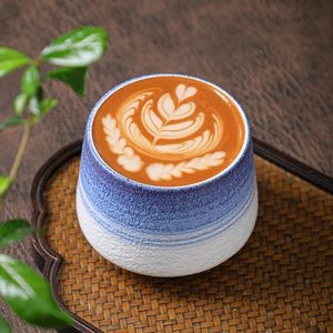 ถ้วยกาแฟทันสมัยแบบยุโรปสีคาราเมลแก้วเซรามิกใส่ชาถ้วยชาแบบย้อนยุค - Product Image 1