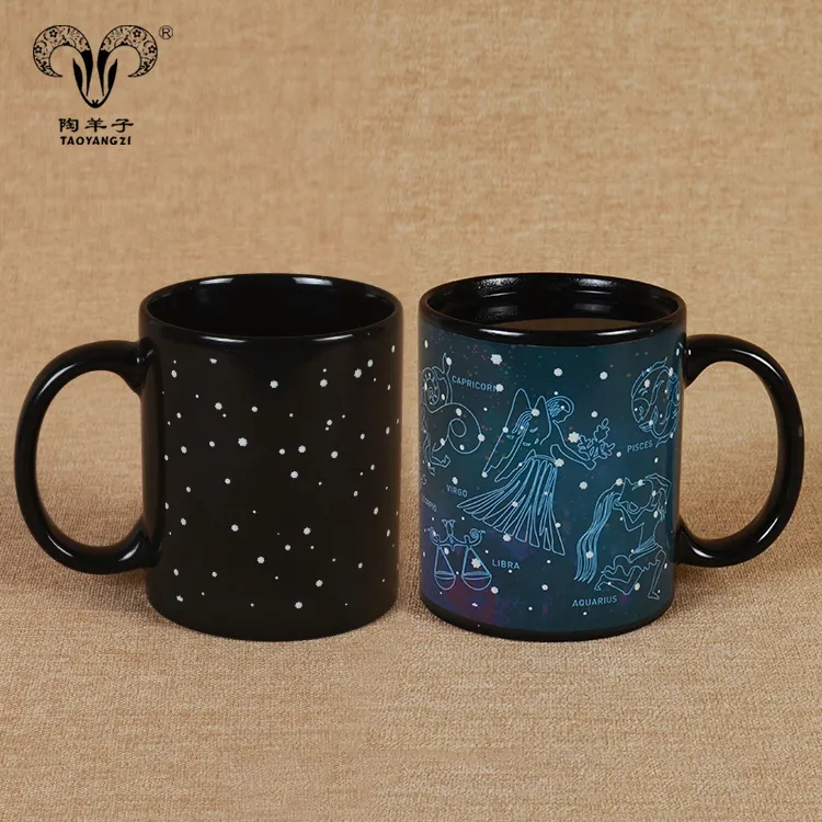 Creativo di ceramica cambiamento di colore tazza di sublimazione tazza del cielo della stella del cambiamento di colore tazza termica