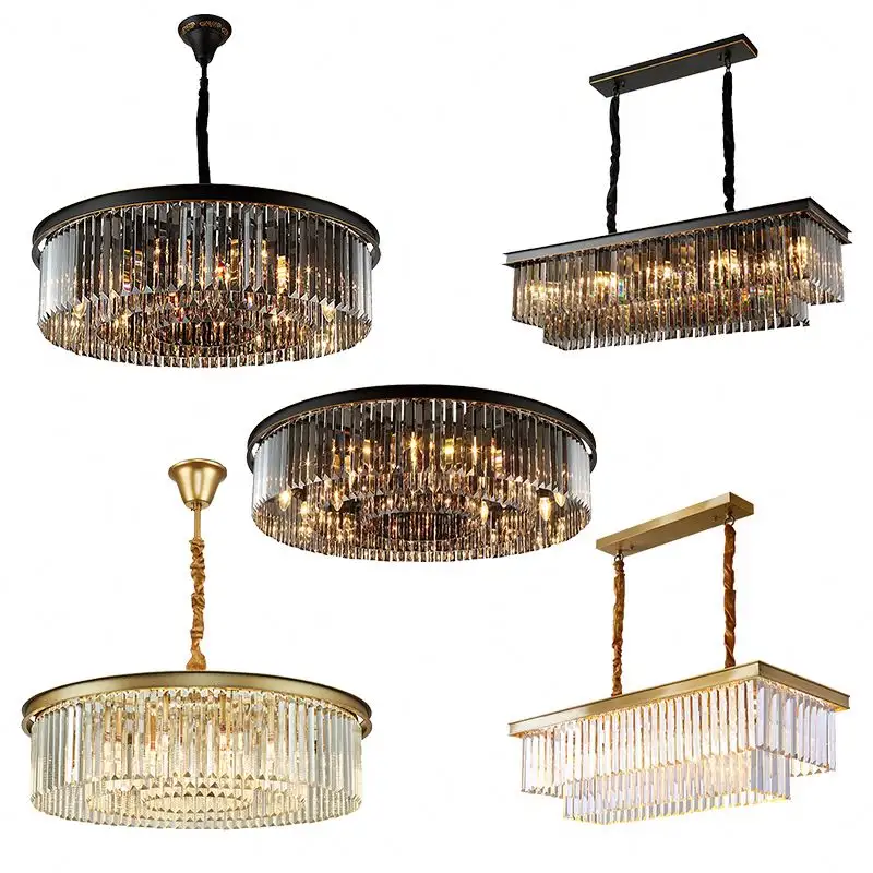 Lampe suspendue Led en métal noir de luxe Empire français, lustre nordique moderne en cristal K9 pour salon et salle à manger
