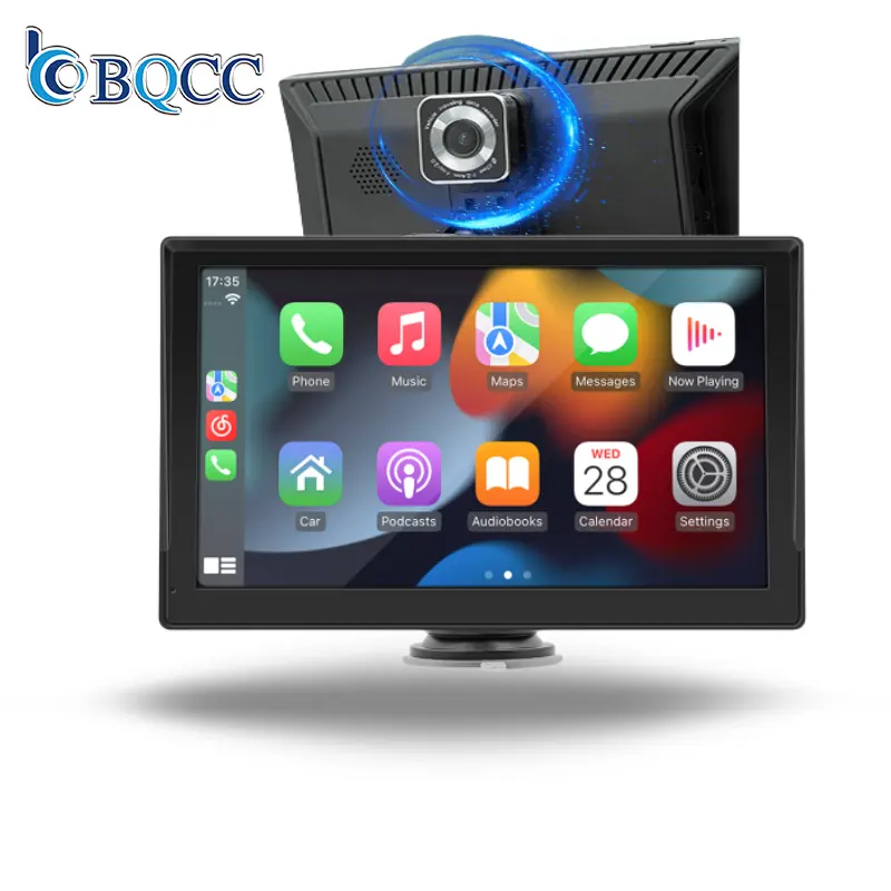 BQCC 9" IPS Screen Wireless Carplay Carscreen with Front DVR Camera TF BT FM HD Display Car Stereo Mirroring Truck B5570