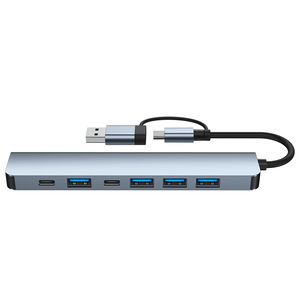 USB3.0 çift kafalı 7-in-1 yüksek hızlı Hub dizüstü USB bellek Disk fare tip-c genişletici USB 2.0 arayüzü stok ürün - Product Image 5