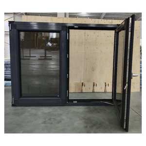 ダークグレーの開き窓二重ガラスPVC窓はブラインド内蔵の窓を傾けて回転させます - Product Image 4