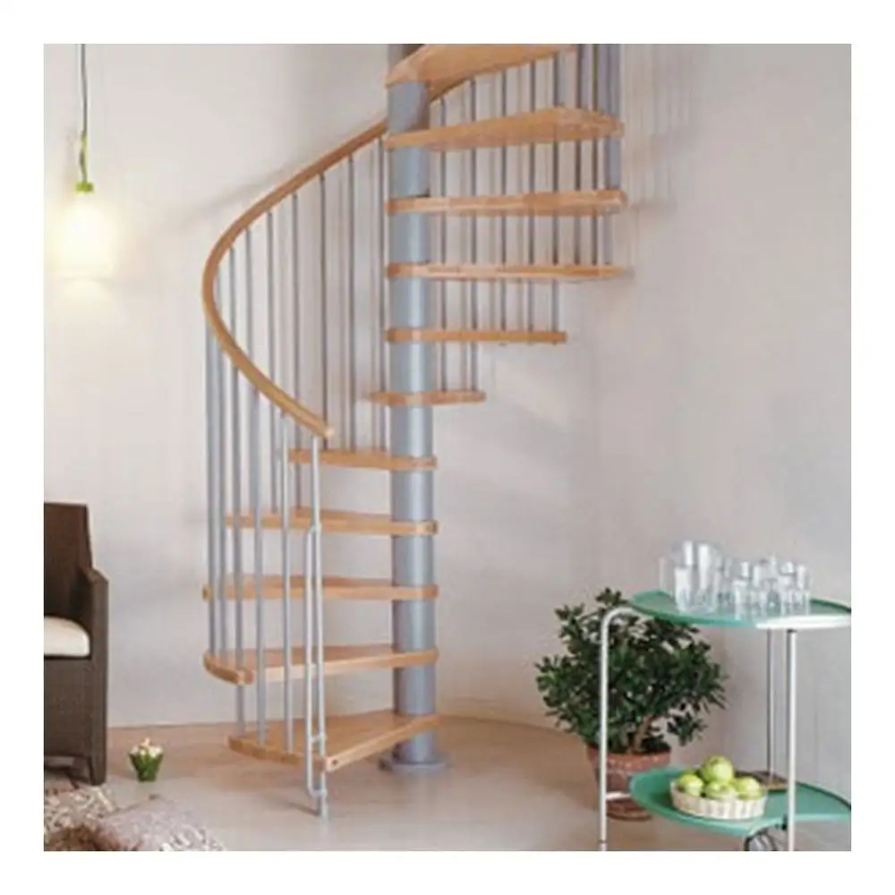 Prima – escalier en spirale rond en acier de fer de Style diversifié et conception balustrade en verre habile pour la construction intérieure