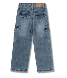 Erkek ve kız ilkbahar ve sonbahar günlük kot pantolon yüksek kalite gevşek düz tulum düğmesi ile çocuk cepler kot - Product Image 4