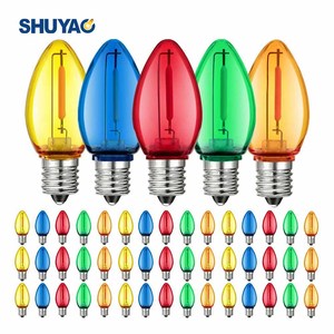 C7 Mini Led al aire libre cadena de luces reemplazar bombillas 1W Multicolor inastillable plástico E12 candelabro Base para fiesta en el patio trasero - Product Image 1