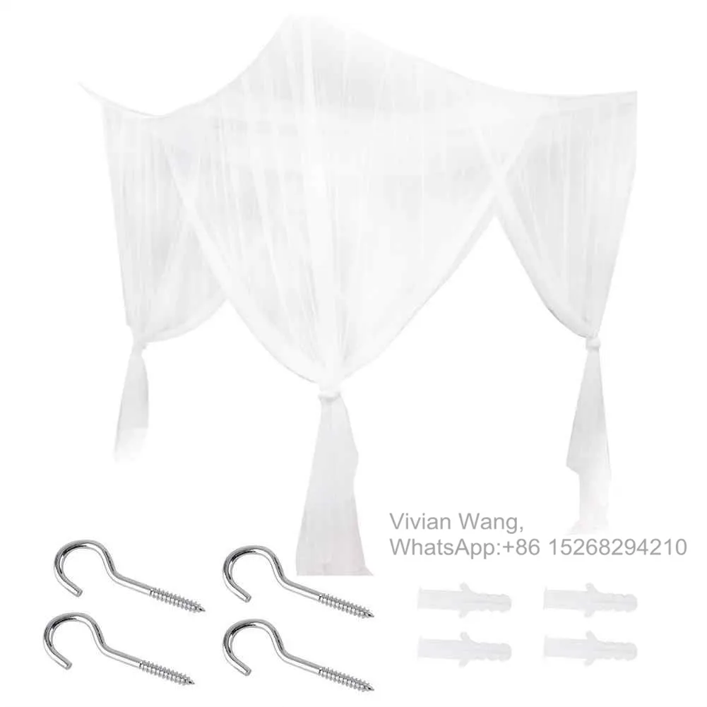 2021 Best selling Luxurious Four Corner Rectangular Bed Canopy King Size Jumbo BOX Mosquito Nets Polyester Garden Outdoor Tent