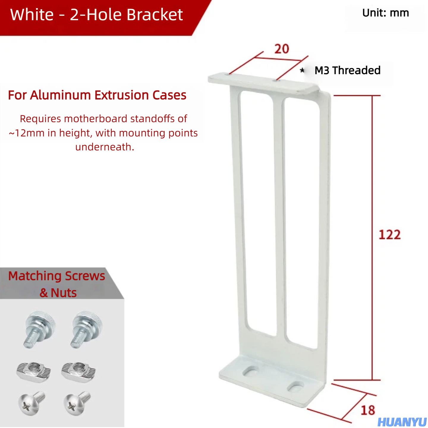 White, 2 Holes (Screws Included)