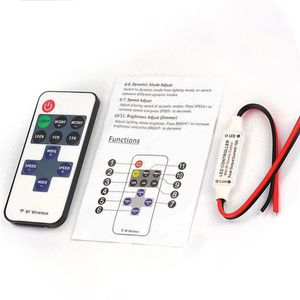 シングルカラーライトストリップRF433MLED調光コントローラー用5V 12V 24Vワイヤレス6A1CHプッシュボタン11キー付き - Product Image 3