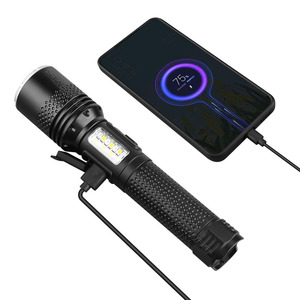 STARYNITE şarj edilebilir 21700 pil yakınlaştırılabilen beyaz lazer Led el feneri yan kırmızı uyarı ışığı ve güç bankası ile - Product Image 6