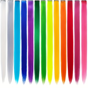 วิกผมสังเคราะห์ทนความร้อนสูงมีหลายสีสไตล์ผมต่อแบบคลิปหนีบตรง - Product Image 3