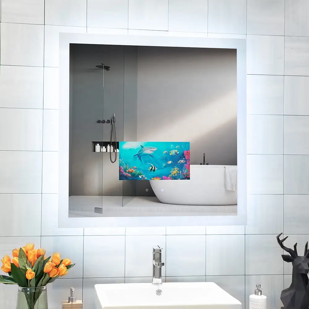 Smart Mirrors Wasserdichter Badezimmer beleuchteter Defogger-TV-Bildschirms piegel mit LCD