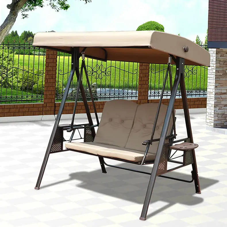 Manufacturer Hot Selling Metal Frame 2 Seat Patio Swings 2 Person Outdoor Swing Chair with Canopy