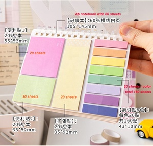 Bloc de notas con forro de cuaderno espiral multifuncional A6 con notas adhesivas, banderas de pestañas de Índice de colores
