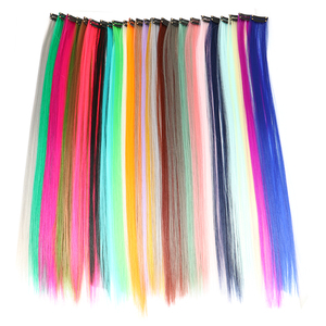 วิกผมสังเคราะห์ทนความร้อนสูงมีหลายสีสไตล์ผมต่อแบบคลิปหนีบตรง - Product Image 5