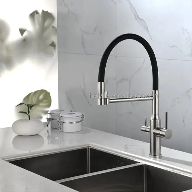 Custom Black plus silver cromato rubinetto da cucina tondo a manico singolo rubinetto per rubinetto