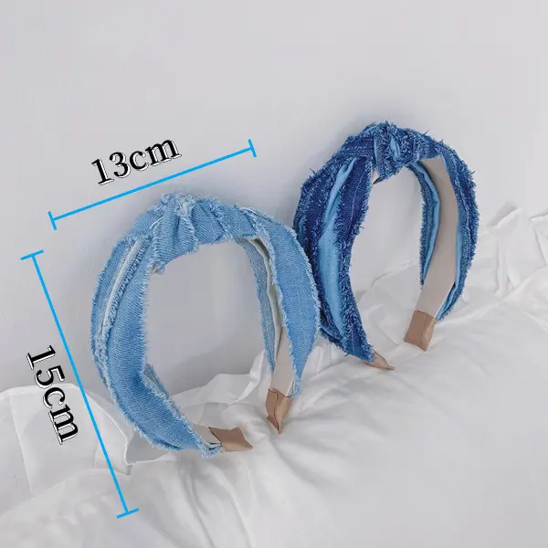 4.5cm Fashion Wide Edge Jeans Fabric Headband Retro Blue Denim Headband Headband For Women And Girls Hair Accessories