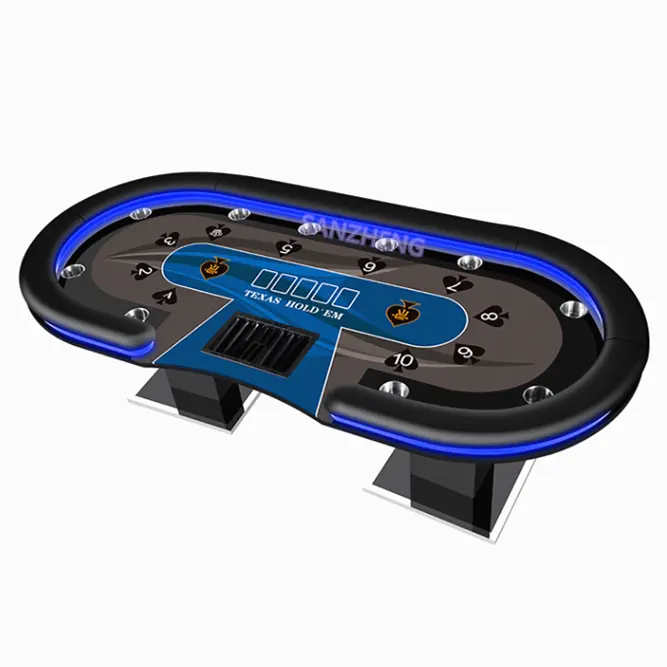 Tavolo da Poker personalizzato tavolo da Poker in legno Texas con luce LED colorata per tavolo da gioco Blackjack
