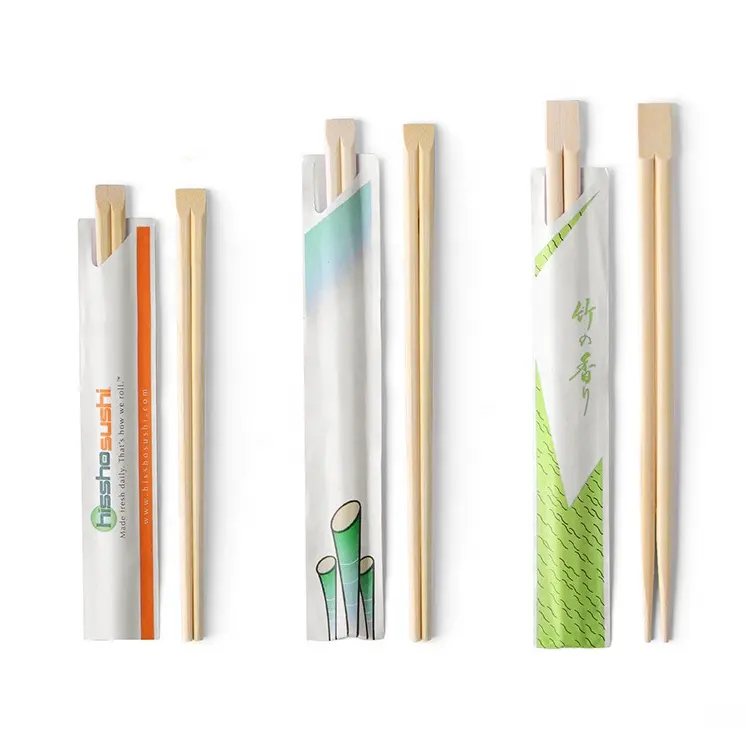 Palillo de bambú desechable para SuShi, Twin Tensoge, con logotipo personalizado, venta al por mayor