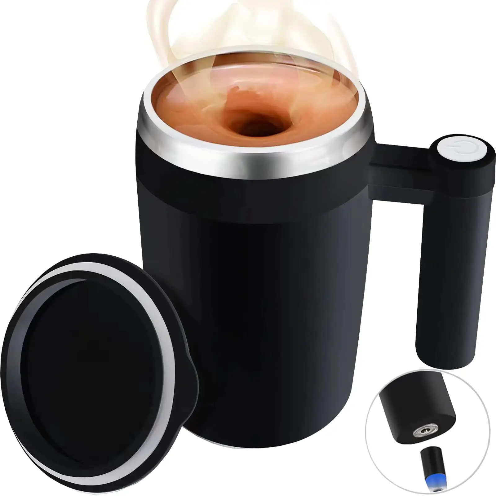 Tasse à café de mélange auto-agitante magnétique automatique tasse à café en acier inoxydable de voyage avec couvercle