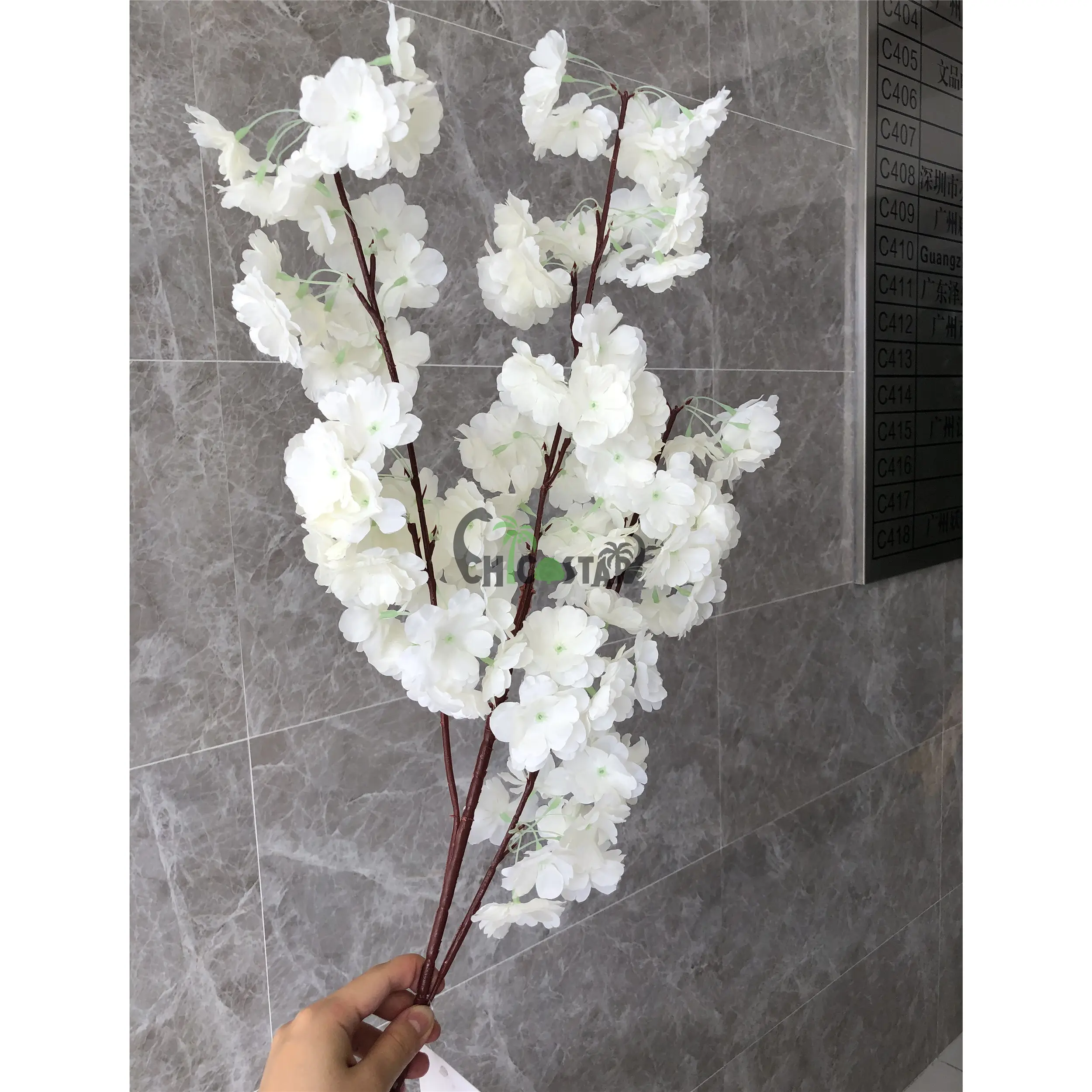 Atacado mesa de casamentos de alta qualidade, sakura de seda artificial cereja flor ramos