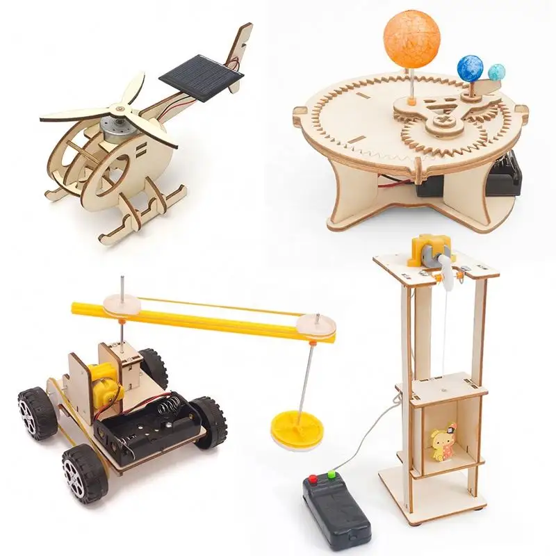 Perlengkapan Pusat Pendidikan Baru penggunaan Set kayu kustom sains siswa DIY Kit fisika kayu