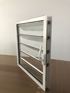 Alüminyum alaşımlı çerçeve dikey Louvre tasarım penceresi ile manuel panjurlu şeffaf cam panjur - Product Image 4