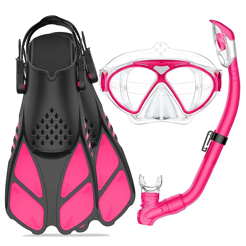 3 adet şnorkel seti aydınlık dalış gözlük dalış dalış seti anti-sis anti-kaçak çocuklar serbest yüzgeçleri ile dalış maskesi kiti