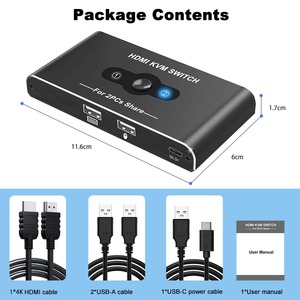 2台のPCと1台のモニター用のKVMスイッチャー各PC用の1つのUSB 1 HDMI 4k60Hzマウスキーボード用の2つのパブリックUSBポートKVMスイッチャー - Product Image 5