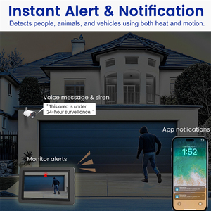 Sistema de cámara de seguridad inalámbrica 1080p HD Monitor actualizado visión nocturna detección de movimiento datos de tarjeta SD para oficina en casa - Product Image 4