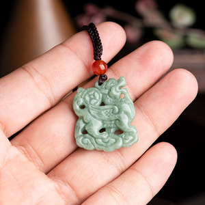 Hakiki doğal Jadeite Kirin kolye erkek ve kadın genel yeşim toptan DW37 - Product Image 4