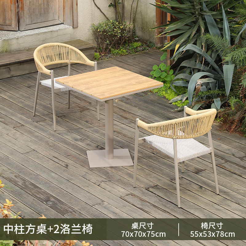 2 lorraine new vine chairs + 70cm center column square table