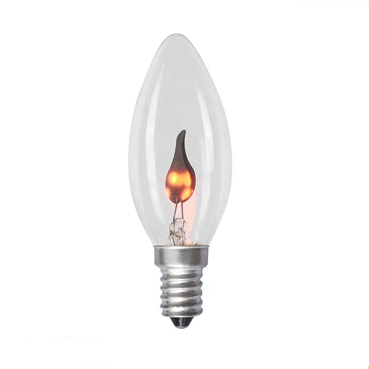 C35 E14 bola lampu lilin LED 1W 3W, nyala api berkedip, cahaya oranye, dekorasi Natal AC220V