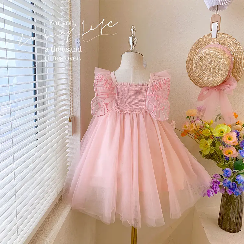 Roupas de bebê angel princesa fofo, verão, nova moda, anjo, princesa, fofo, vestidos de malha, meninas, 2022