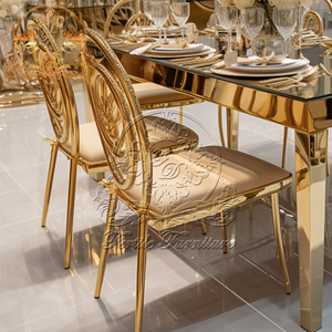 Sang Trọng Vàng Kim Loại Vài Đám Cưới Ưa Thích Đồ Nội Thất Bàn Ăn Phòng Ăn Đặt Cho Cô Dâu Và Chú Rể - Product Image 4