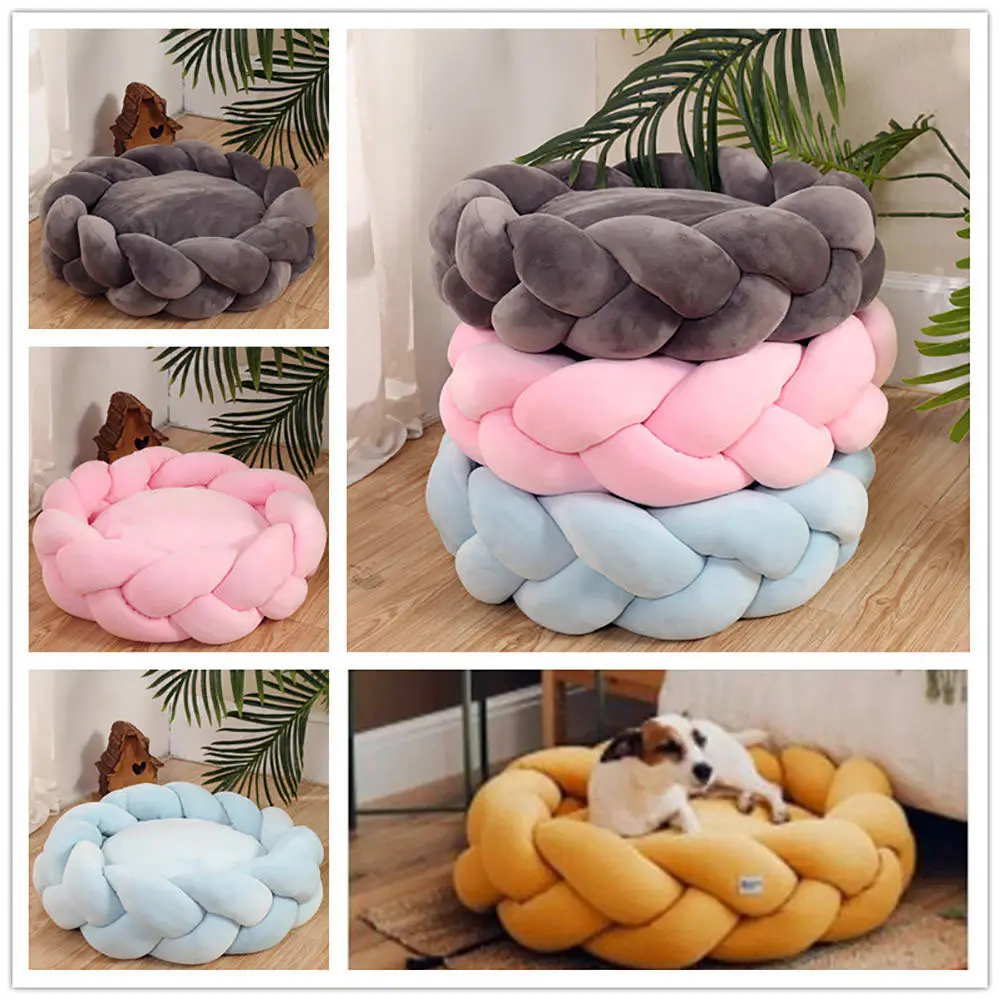 Nouveau style tissage à la main coton doux confortable amovible lavage en machine pour animaux de compagnie chiens chats nid lits vente en gros