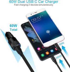 HYTO OEM 60W 40W <strong>38W</strong> 15W Dual Ports USB C Fast Charging Car <strong>Charger</strong> PD Type C Auto <strong>Charger</strong> 12V-24V Car Cigarette Lighter Adapter - Product Image 2